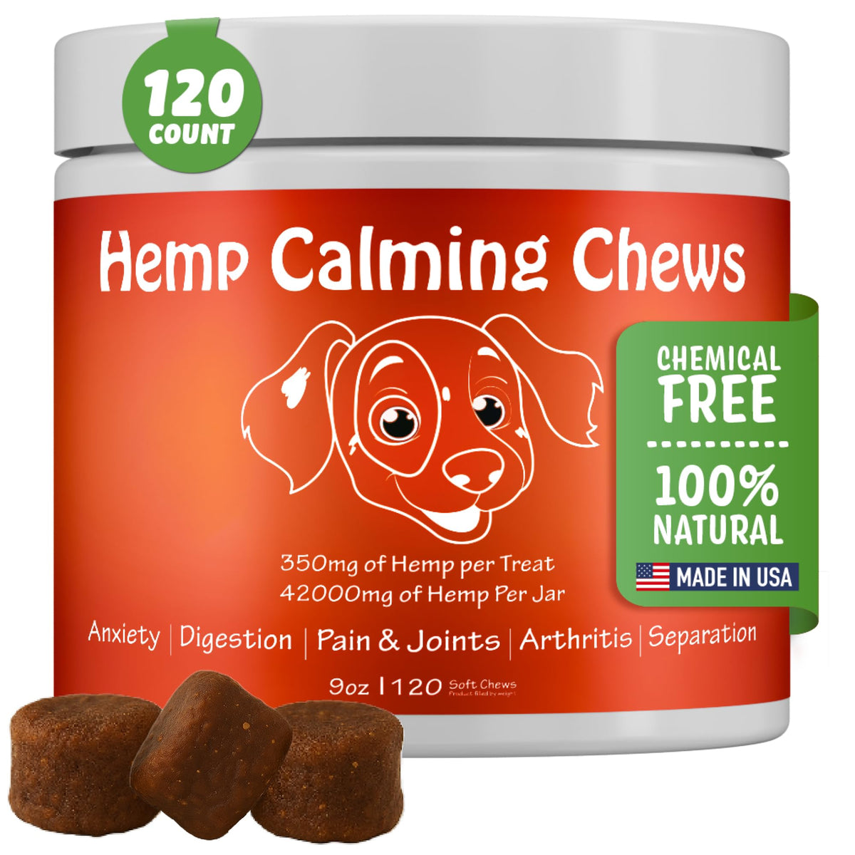 Colorado Dog friandises calmes emballage, aide potentielle pour chiens anxieux