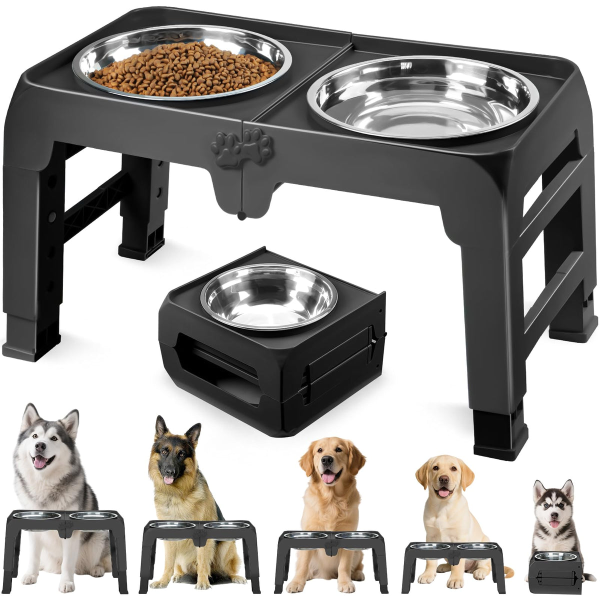 COMESOON bols inox 10 pouces, robustes et faciles à nettoyer pour grands chiens.
