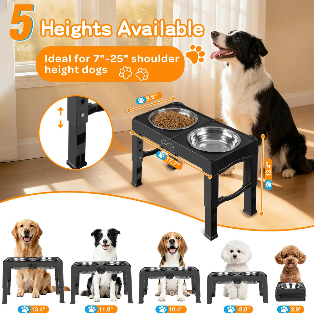 Support elevable pour chien pliable, repas pratique en voyage.