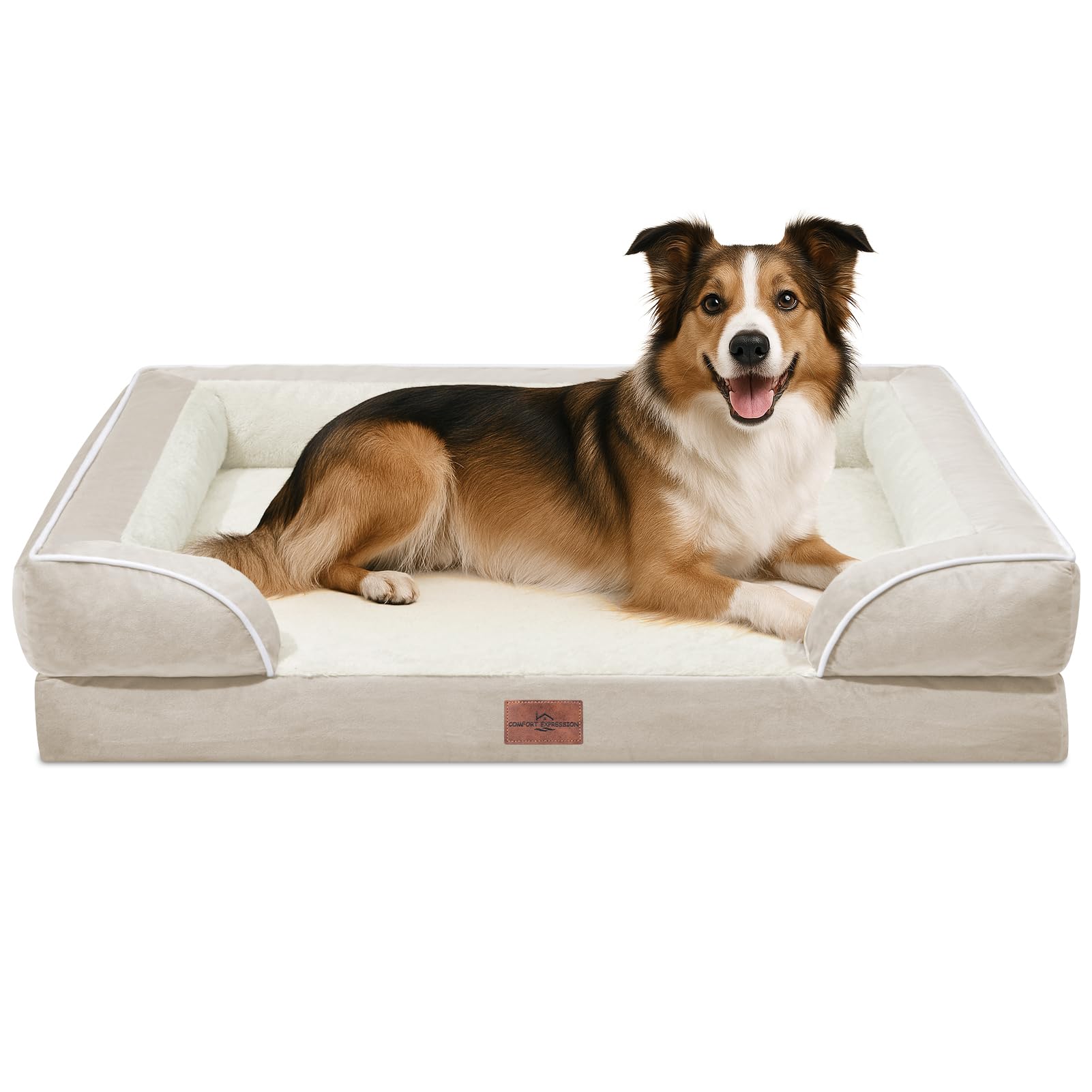 Lit orthopédique Comfort Expression pour grands chiens, cadre robuste et confort supérieur.