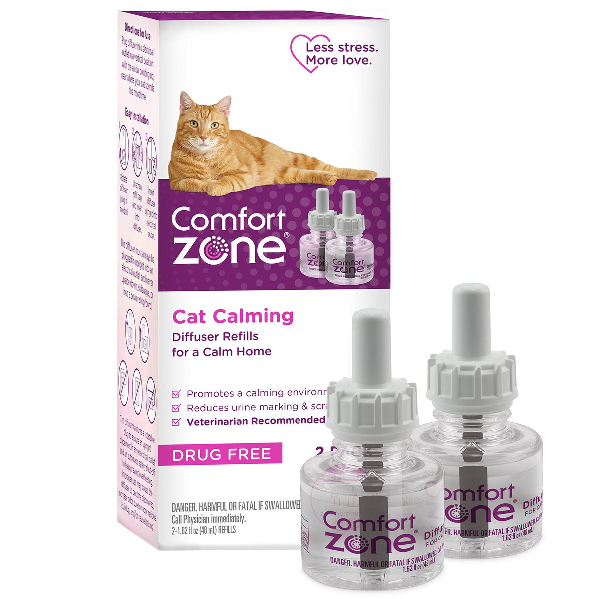 Recharge diffuseur Comfort Zone pour chat, favorisant un calme durable dans la pièce.