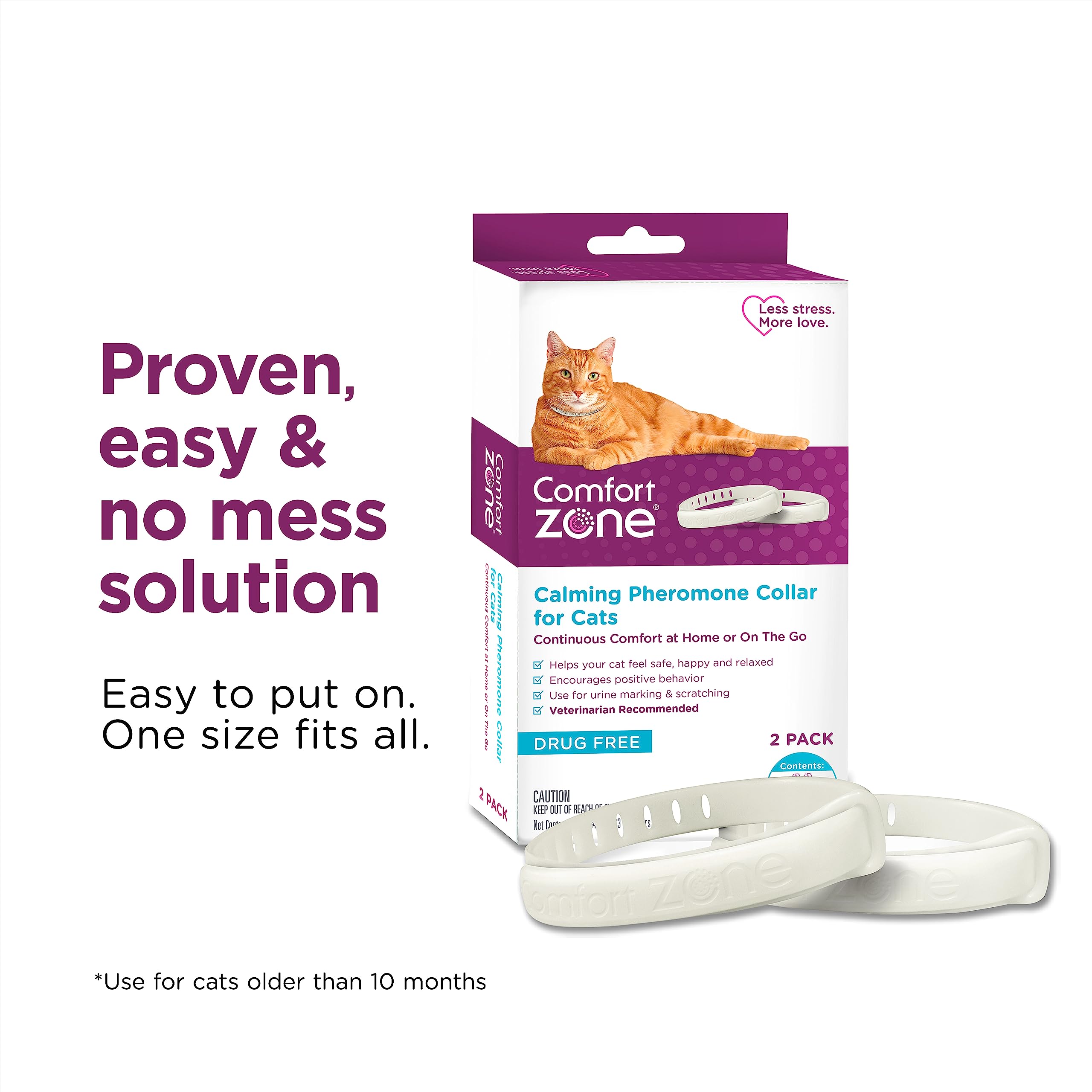 Chat en voyage, calme possible grâce au collier Comfort Zone.