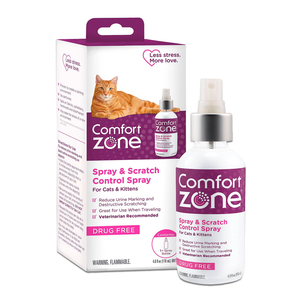 Comfort Zone Chat Pheromone Spray – bouteille 4oz pour apaiser votre chat