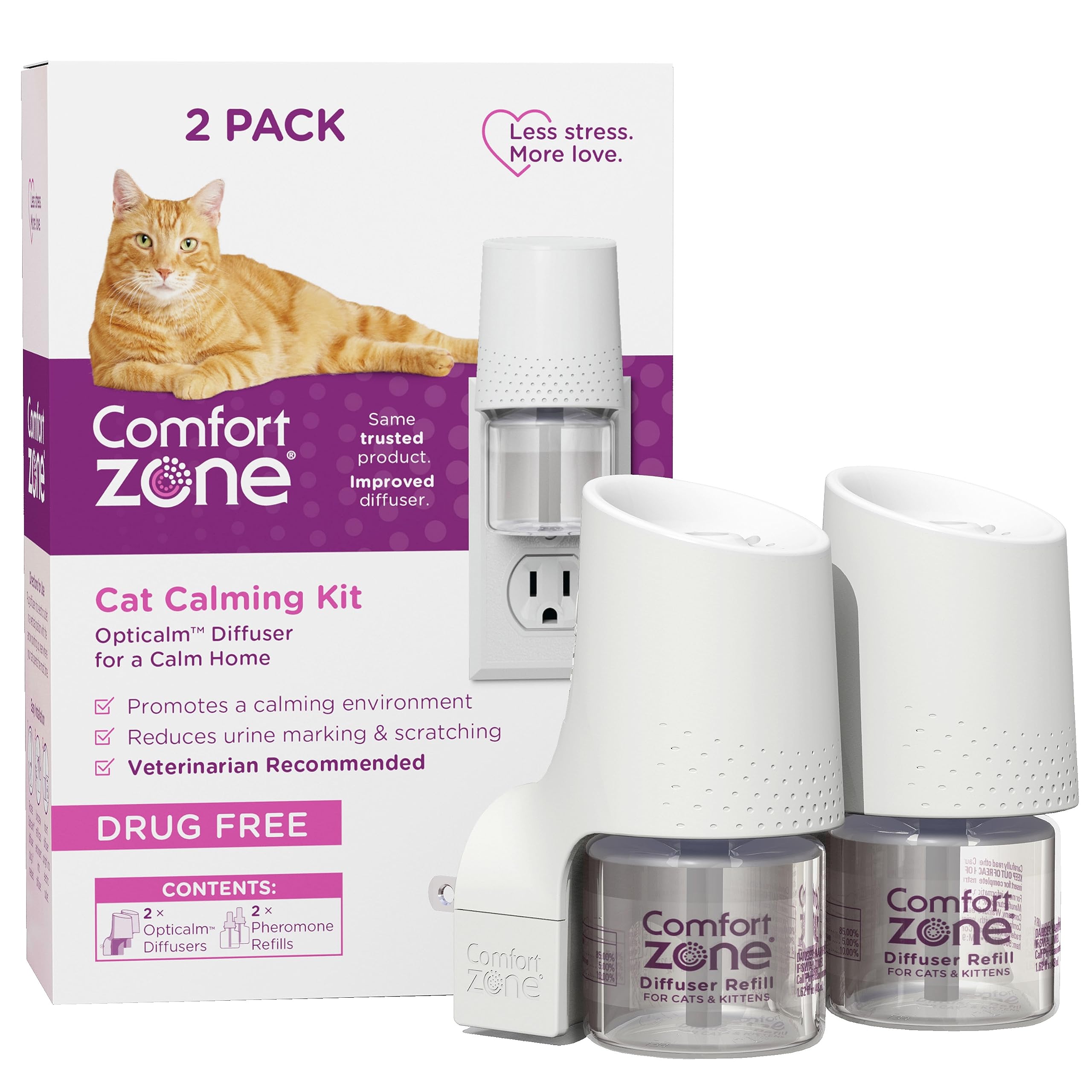 Diffuseur Comfort Zone apaisant pour chat, favorisant le calme dans la pièce.