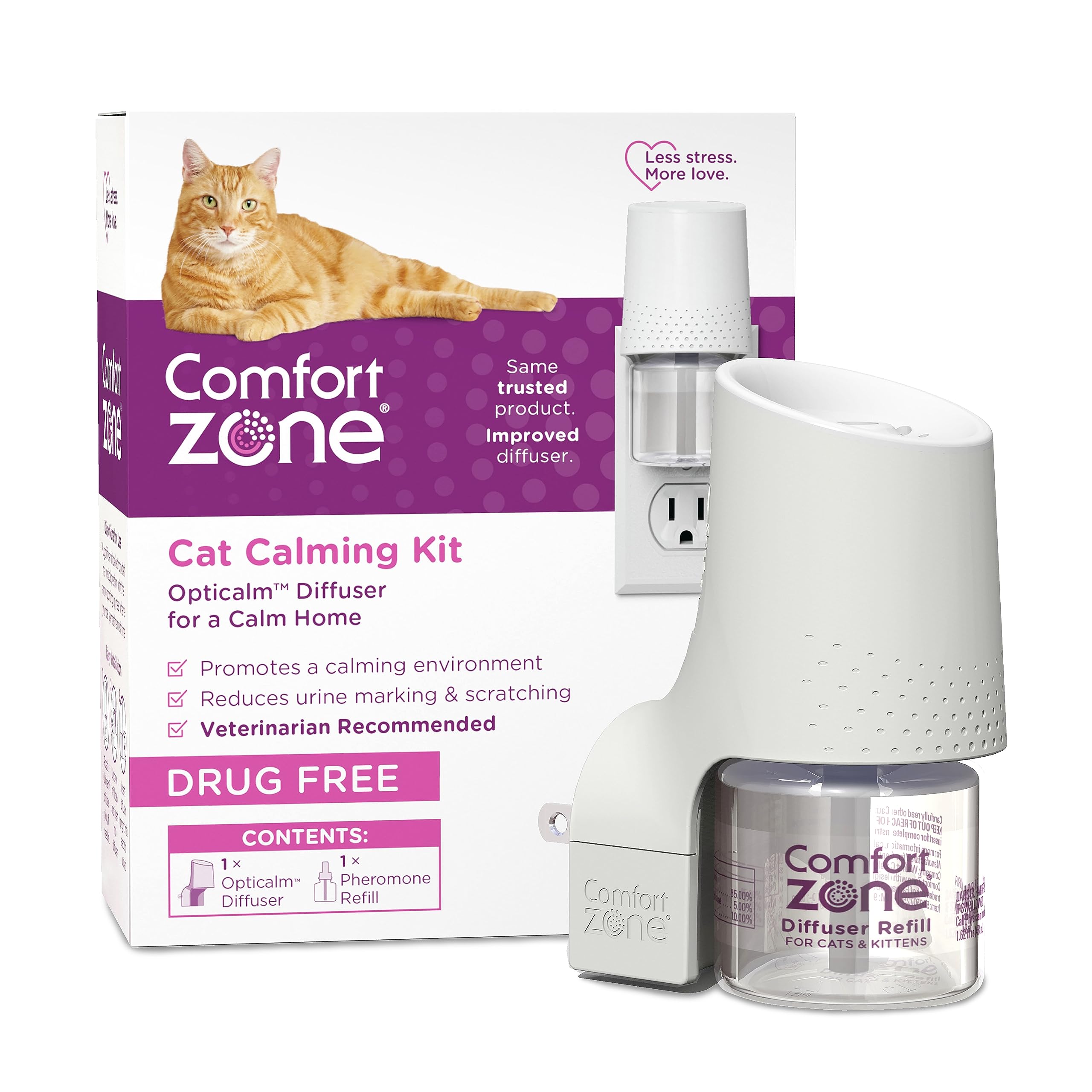 Diffuseur Comfort Zone pour chat calment rapidement votre animal et crée un espace serein.