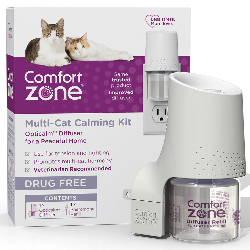 Diffuseur Comfort Zone Multi-Cat en fonctionnement apaise les chats dans une pièce.