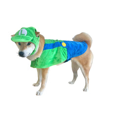 Costume ComfyCamper pour chien astronaute vert, prêt pour photos et fêtes.