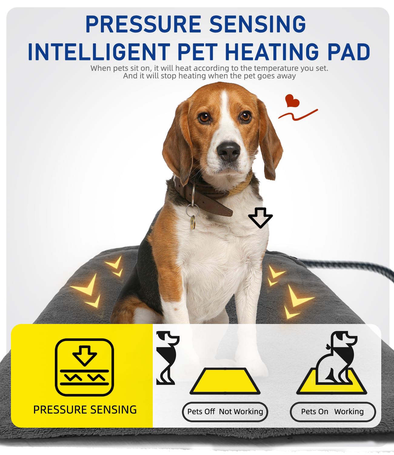 COMOIL tapis chauffant capteur gravite chauffe lorsque l’animal se pose