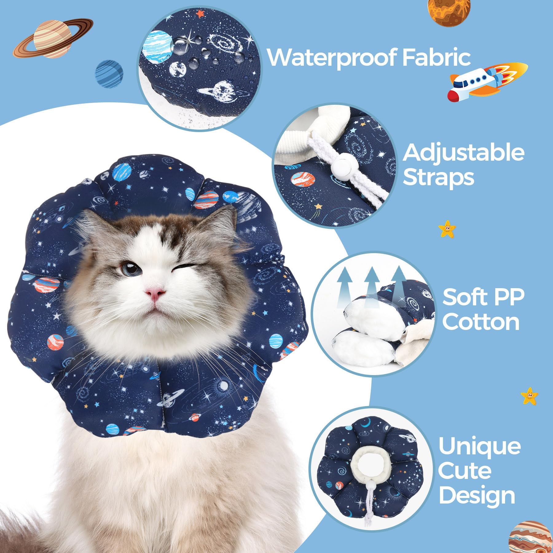 Collier conique chat ComSaf au design fleur, esthétique et protection.