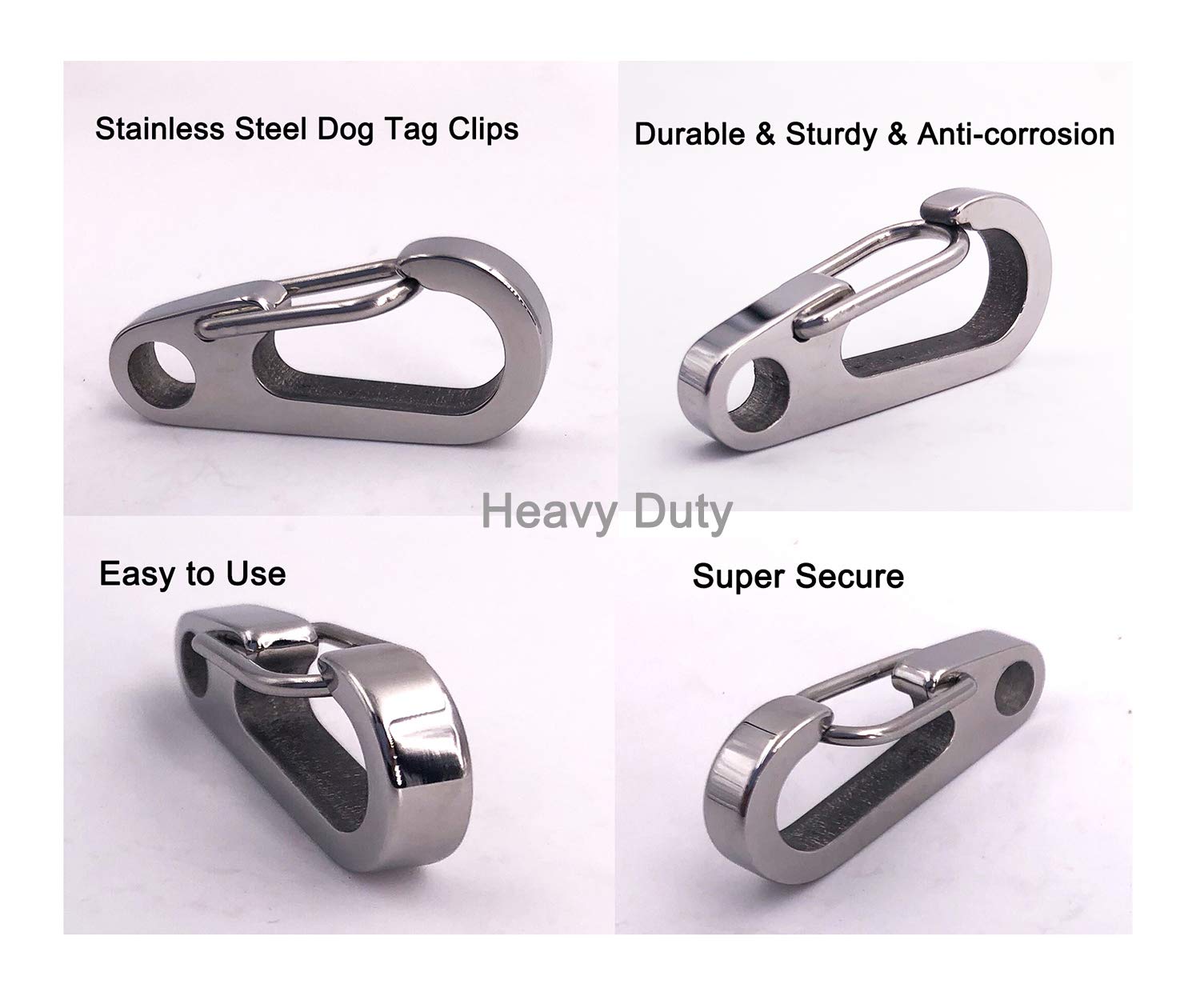 Comtim clip acier inoxydable, robuste pour collier et harnais.