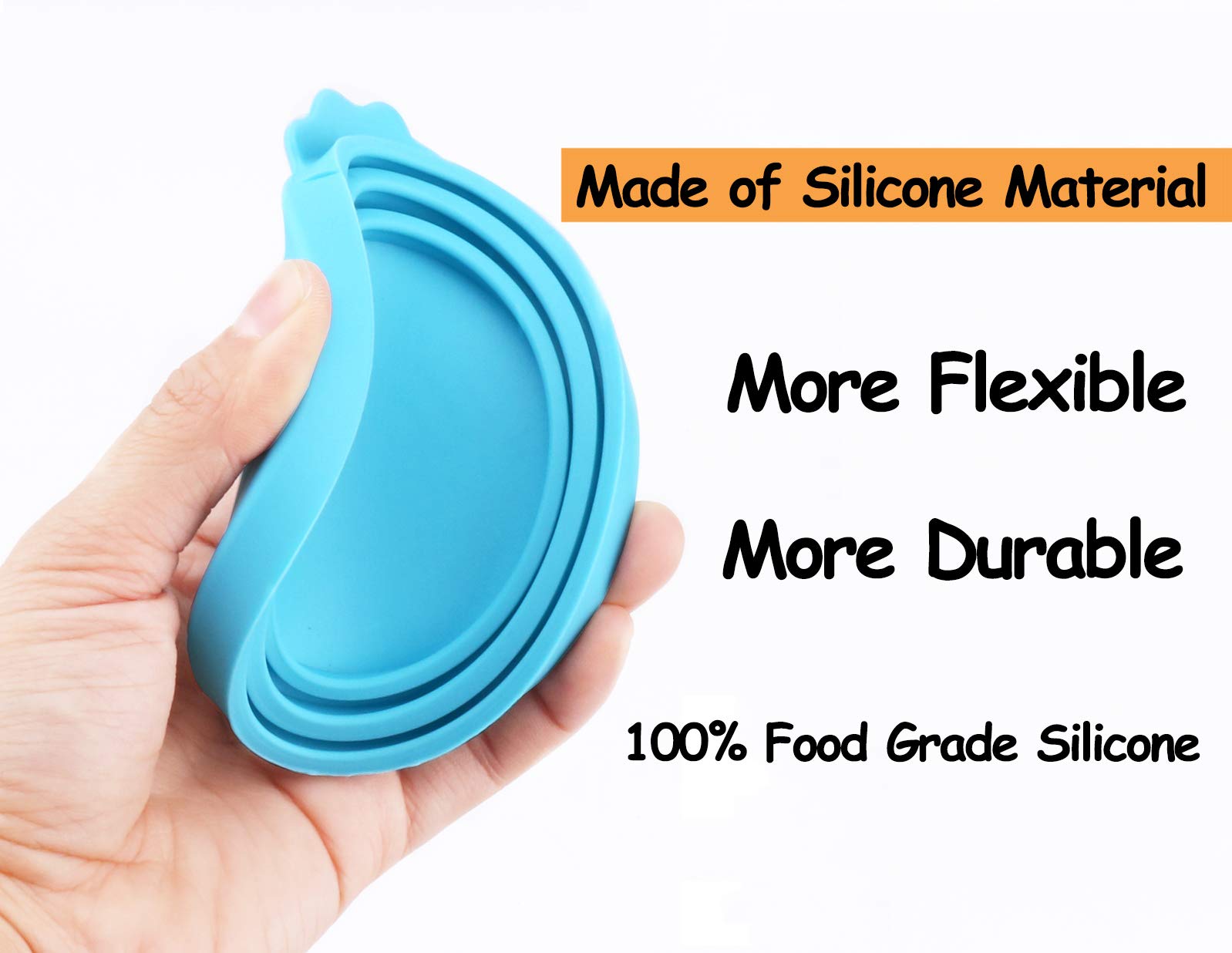 Comtim couvercle silicone universel pour nourriture chien orange, protège du réfrigérateur et des odeurs.