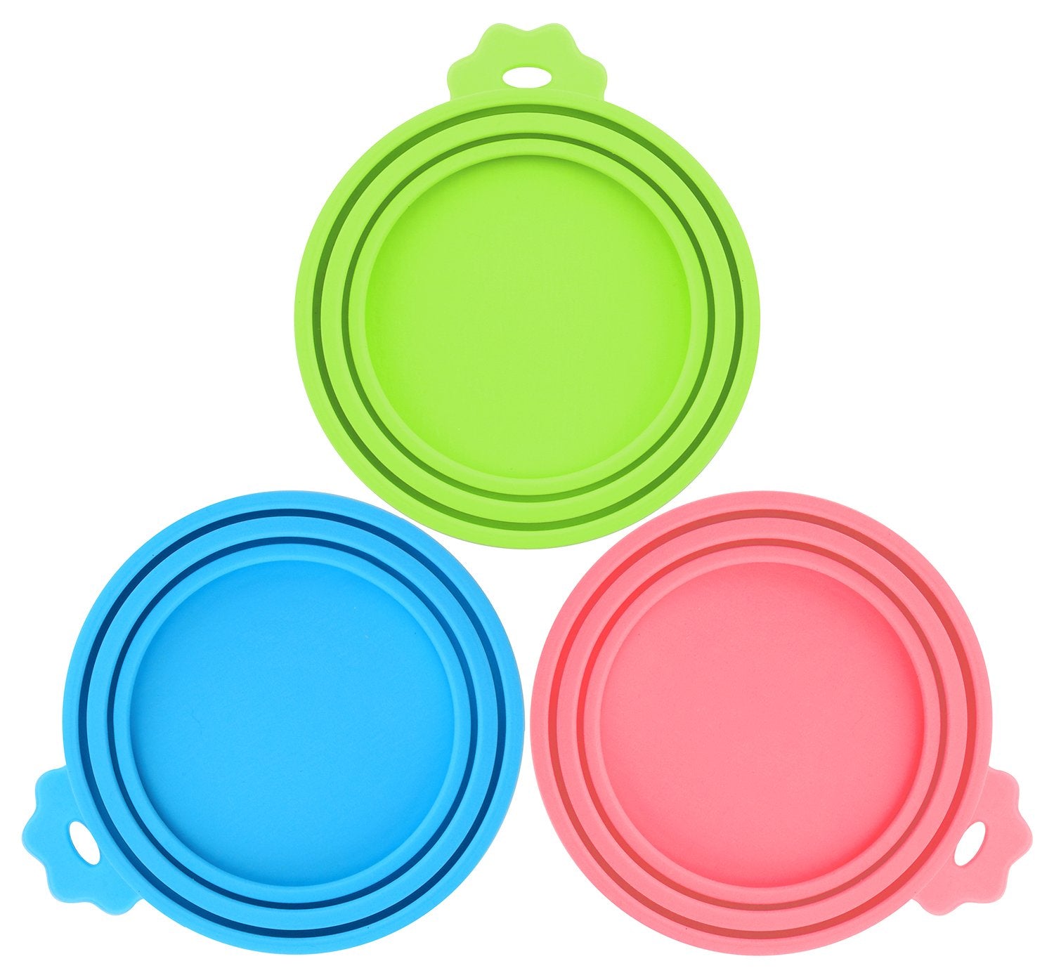 Couvercles Comtim en silicone sur boîtes standard pour chiens et chats.
