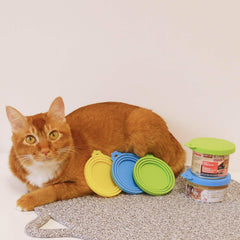 Couvercles Comtim en silicone pour conserves à tailles variables, pratique pour chiens et chats.