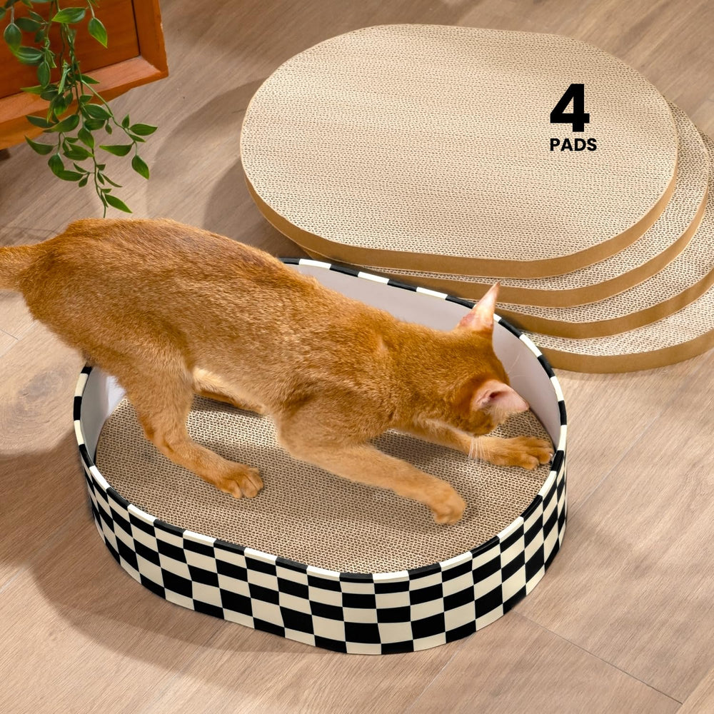 Conlun boîte griffage chat face: aperçu frontal du design robuste et pratique.