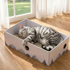 Conlun boîte-grattoir chat rectangle grand blanc, convient pour chats moyens.