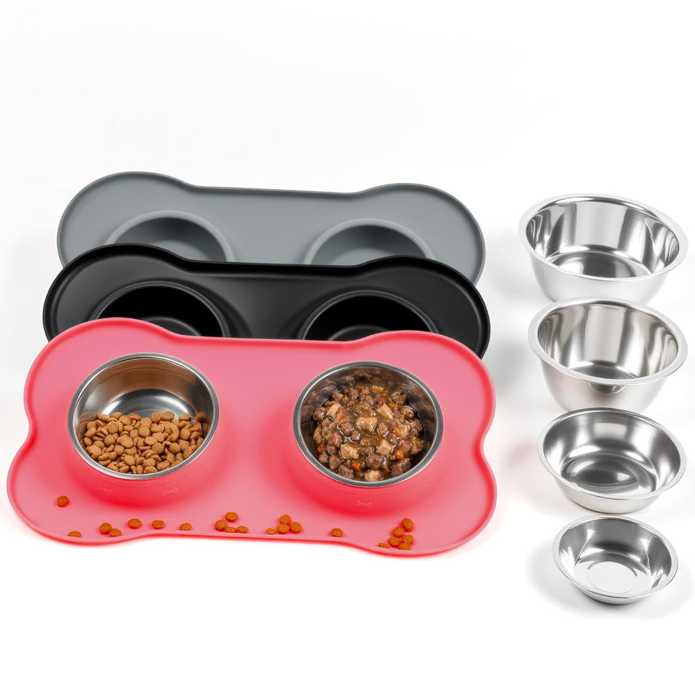 Bols Conlun et tapis silicone anti-déversement pour chiens miniatures.