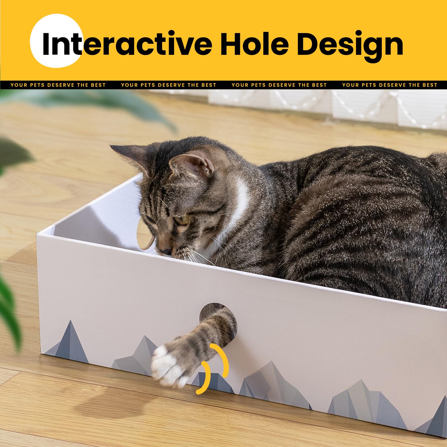 Conlun grattoir-chat trou interactif, stimule le jeu et l'exploration.