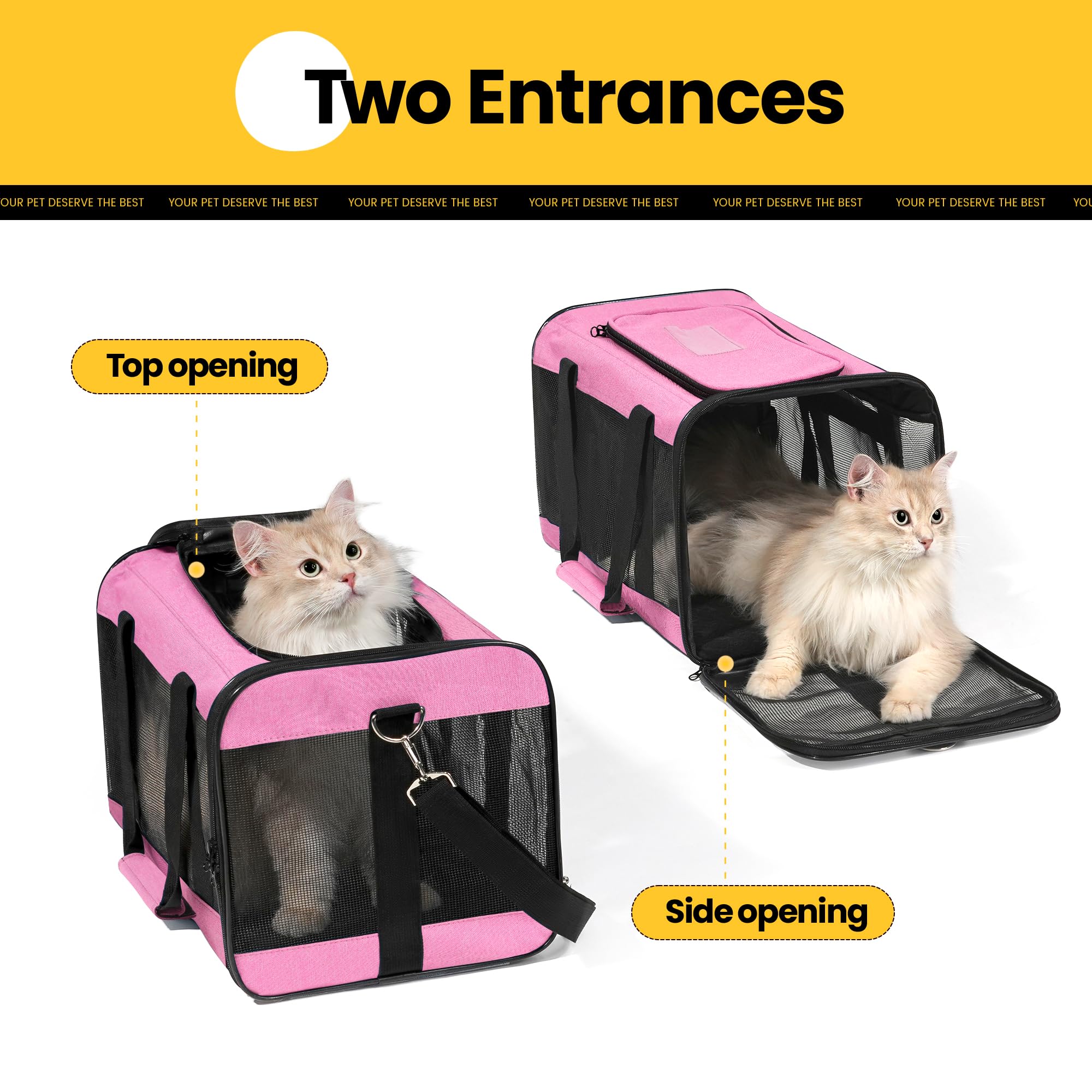 Poches extérieures pratiques pour friandises et accessoires.