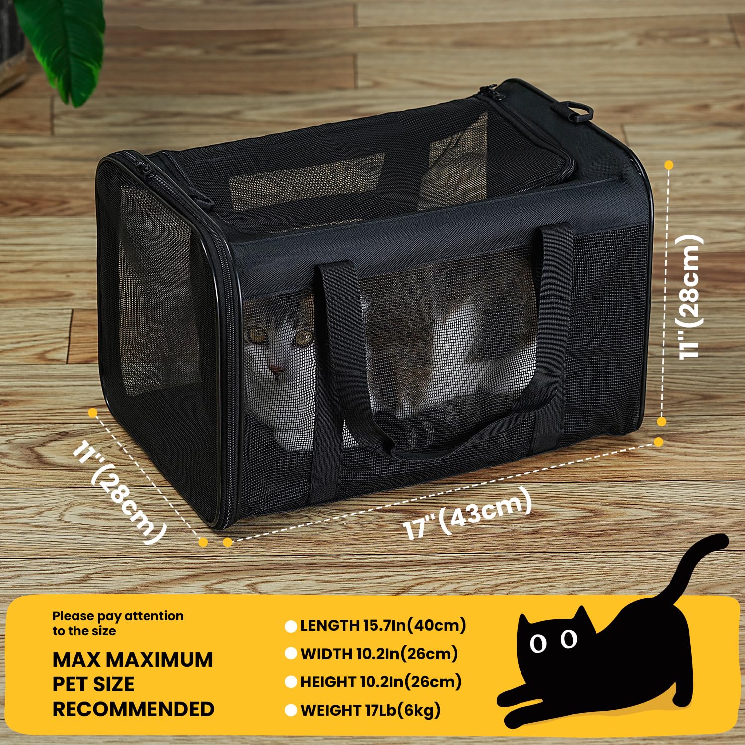 Conlun Sac Porte-Chat ouvertures-haut-cote pour un accès facile