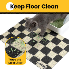 Conlun tapis-litiere-antiderapant reste en place pour les chats actifs.