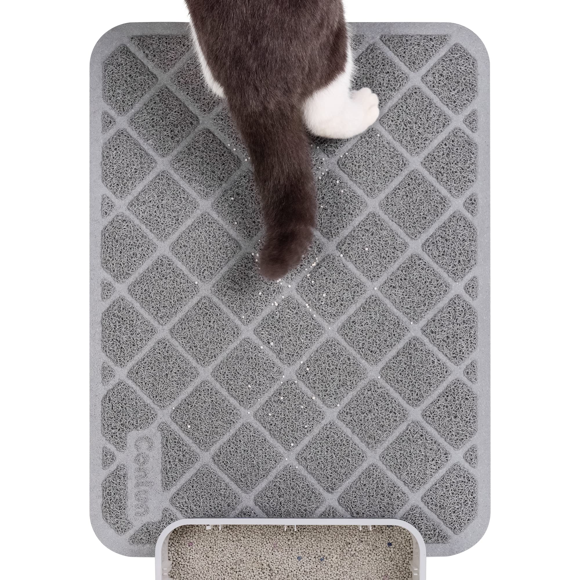 Tapis Conlun 24x15 gris, maillage qui retient la litière.