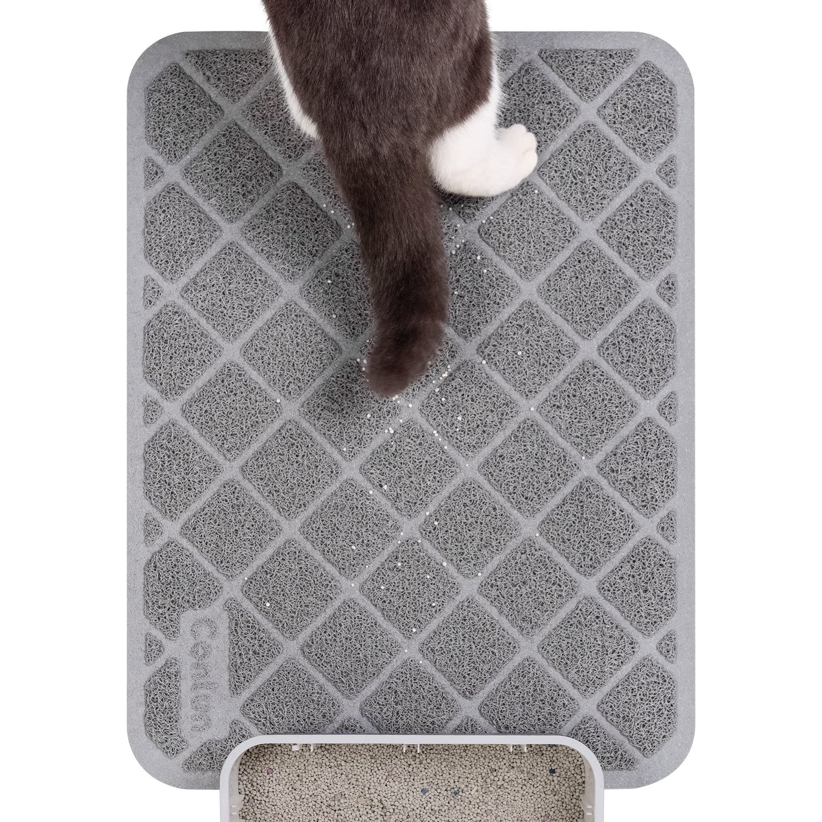Tapis Conlun 24x15 gris, maillage qui retient la litière.