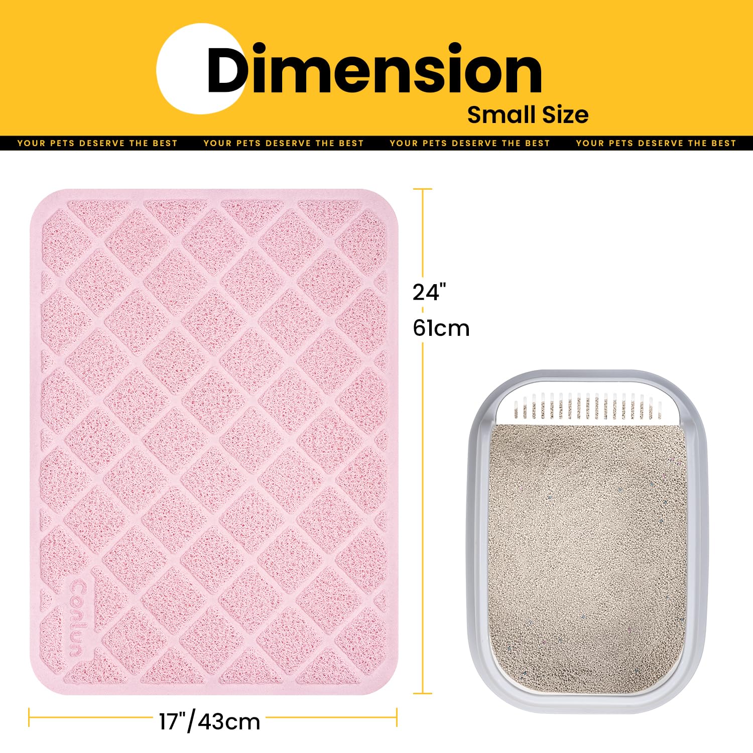 Conlun Tapis Litière Chat: surface anti-dérapante rose reste en place pendant l'utilisation.