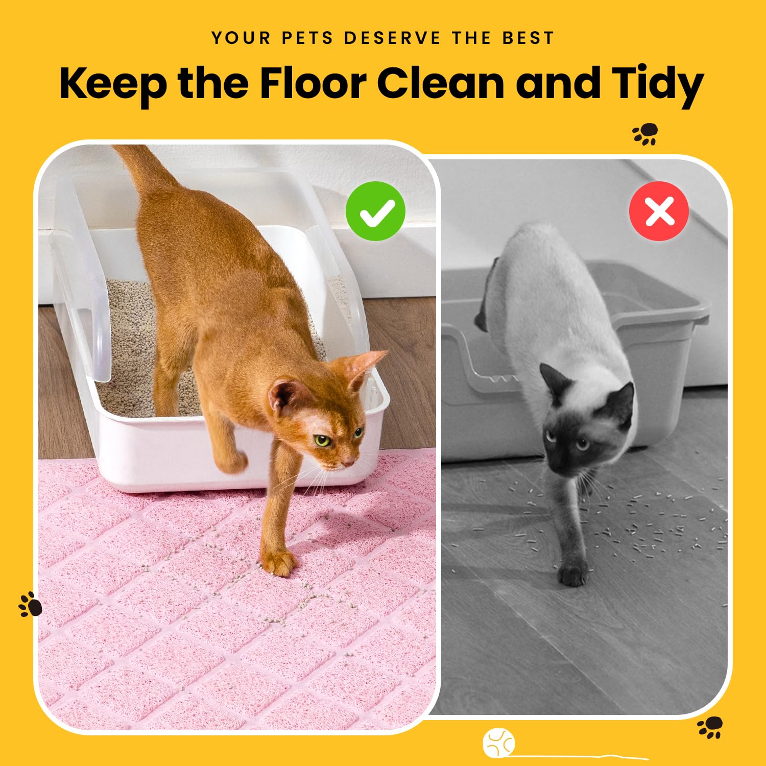 Conlun Tapis Litière Chat: dimensions 24 x 17 pouces pour couvrir le sol utile.