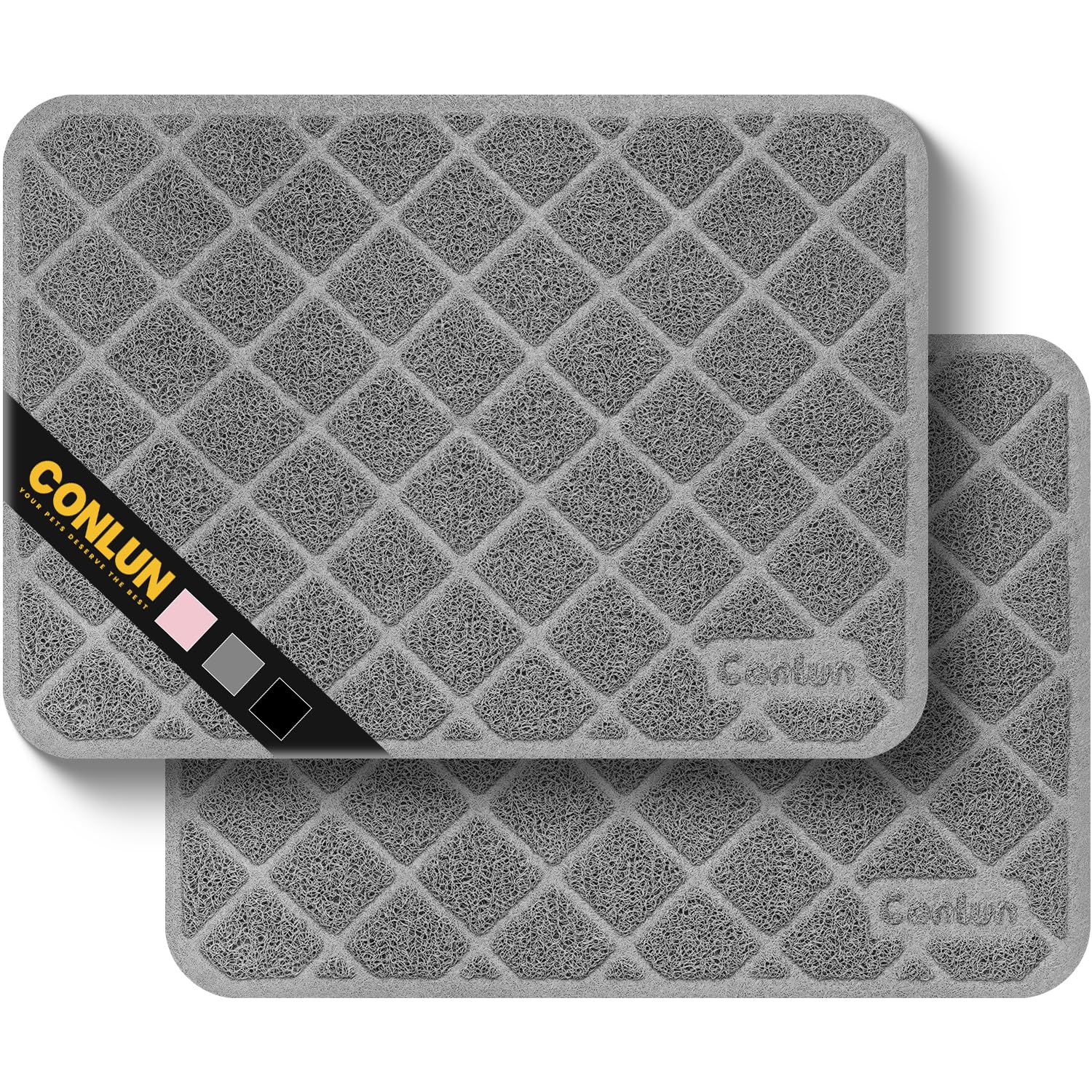 Tapis Conlun litière chat au maillage dense gris 24×17 protège le sol.