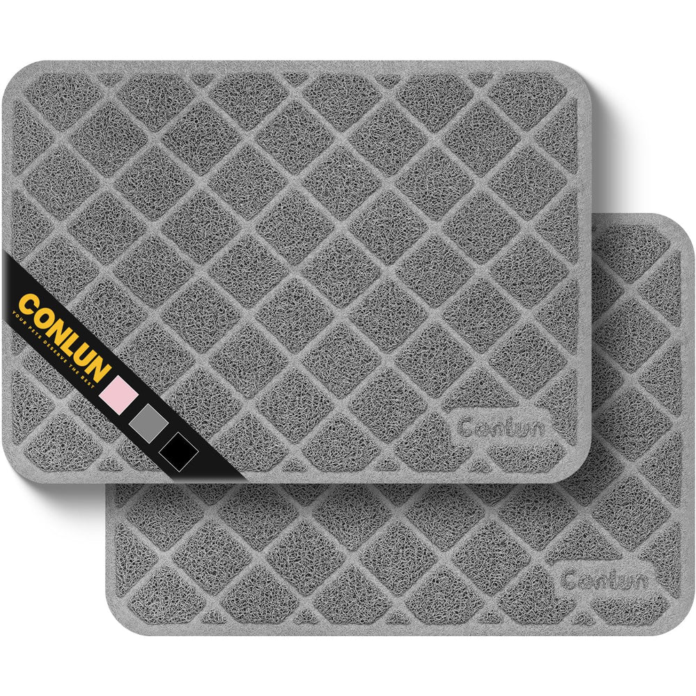 Tapis Conlun litière chat au maillage dense gris 24×17 protège le sol.