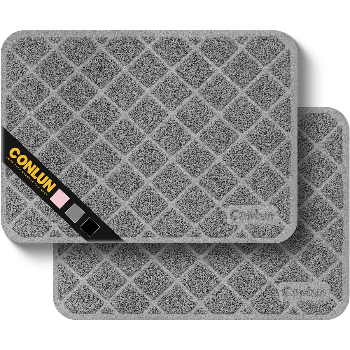 Tapis Conlun litière chat au maillage dense gris 24×17 protège le sol.