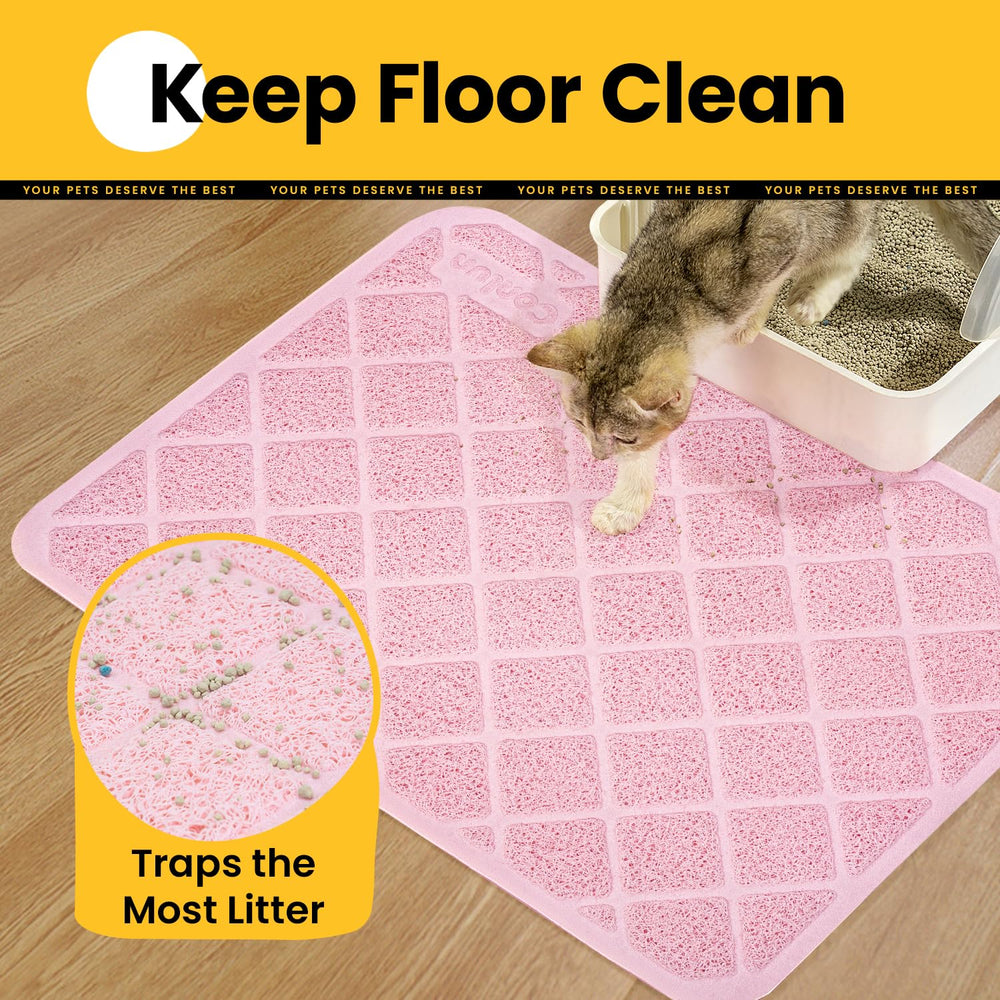 Conlun Tapis Litière Chat: matériau PVC sûr et durable pour un usage quotidien.
