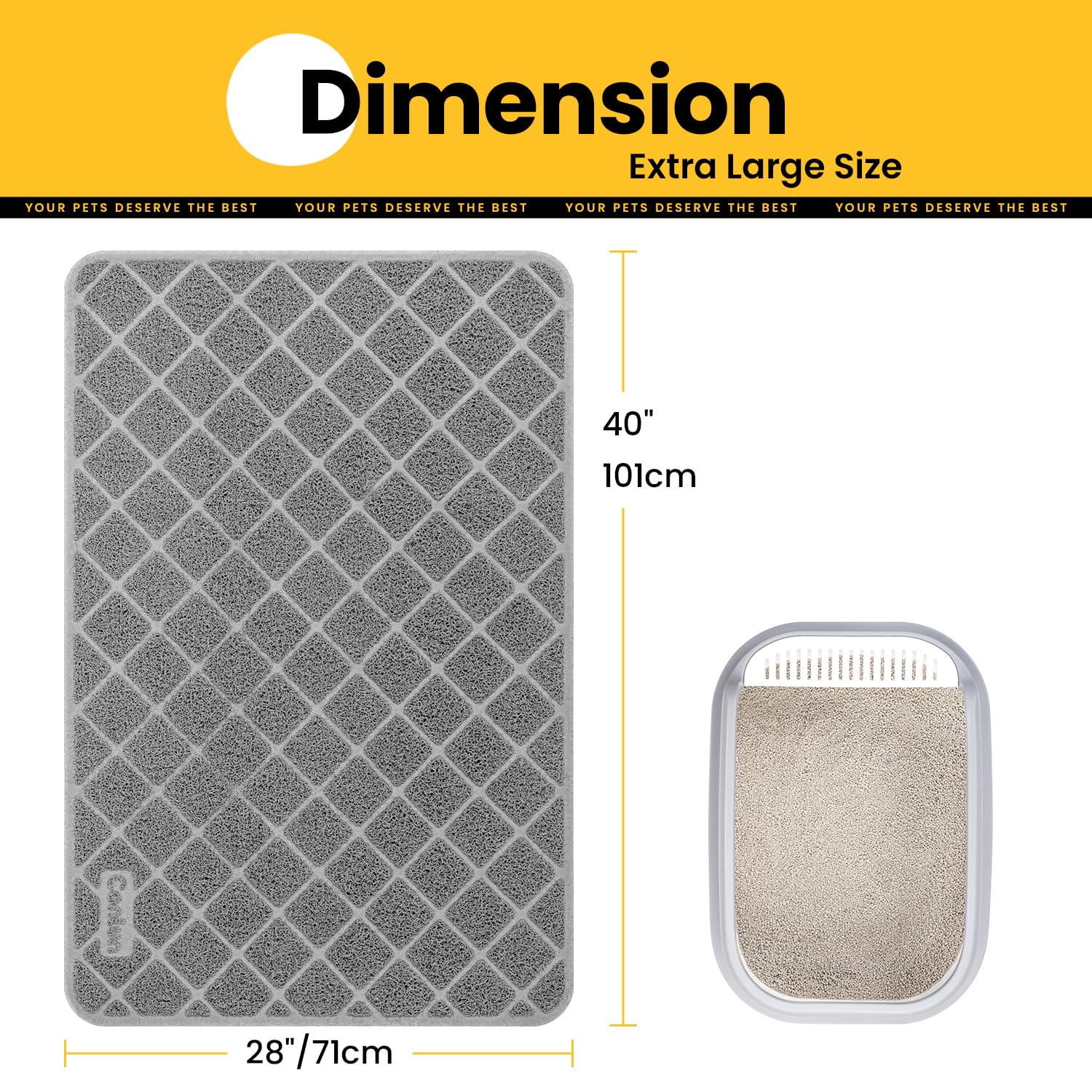 Tapis Conlun litiere: dessous antiderapant qui reste en place.