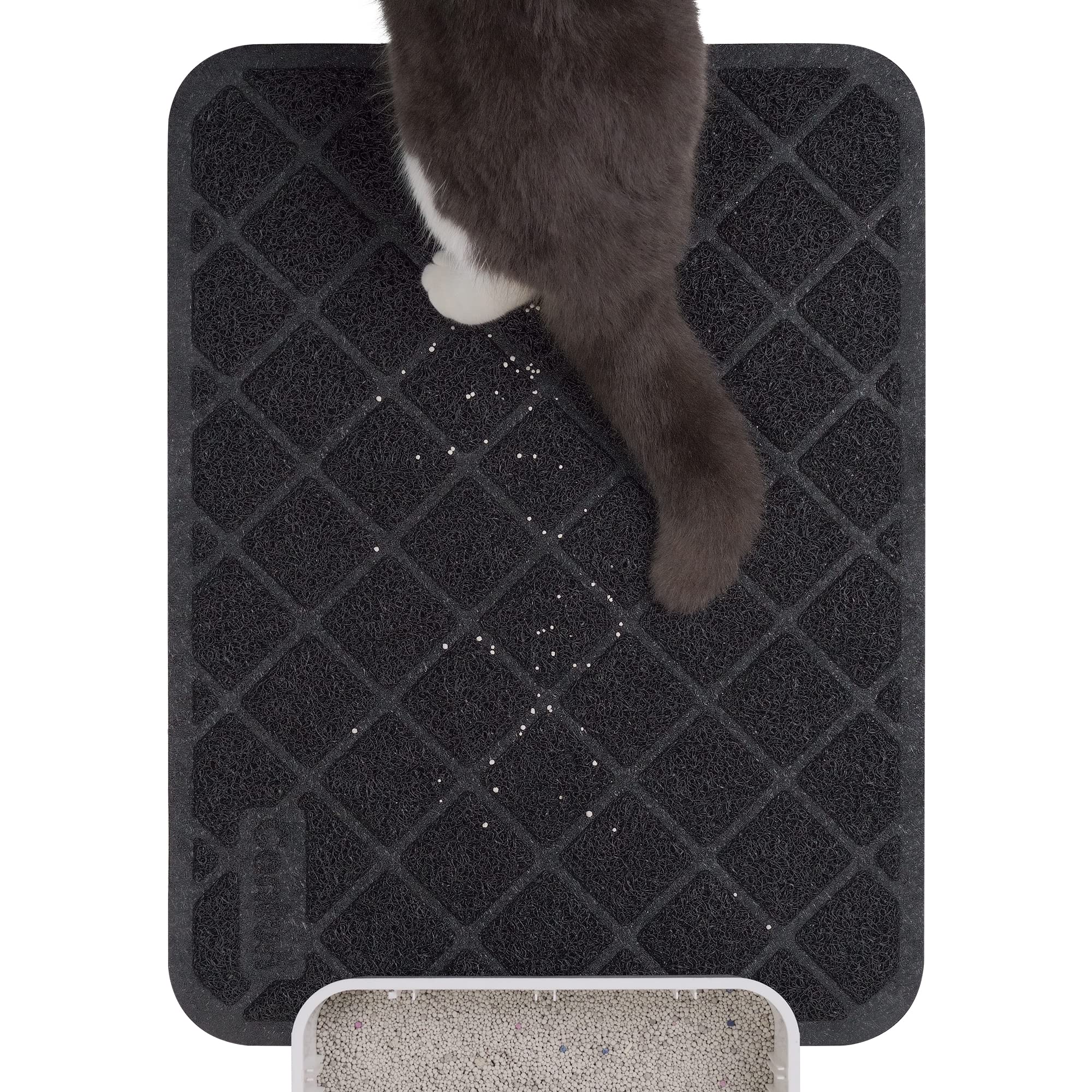 Conlun Tapis Litière PVC 24×15 noir capture les grains près du bac