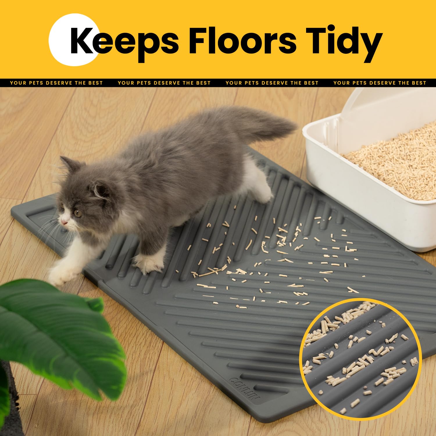 Conlun, tapis litiere silicone stabilite, placement fiable sur tous les sols