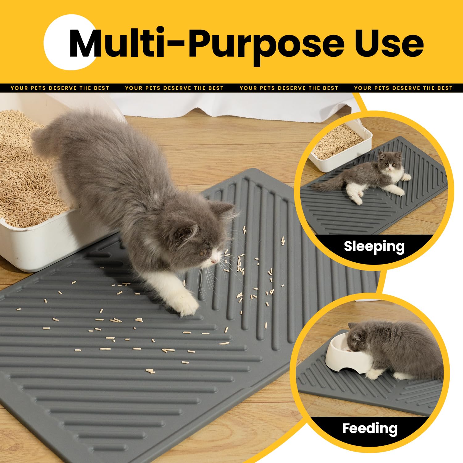 Conlun, tapis litiere silicone usage polyvalent, peut servir de station d'alimentation