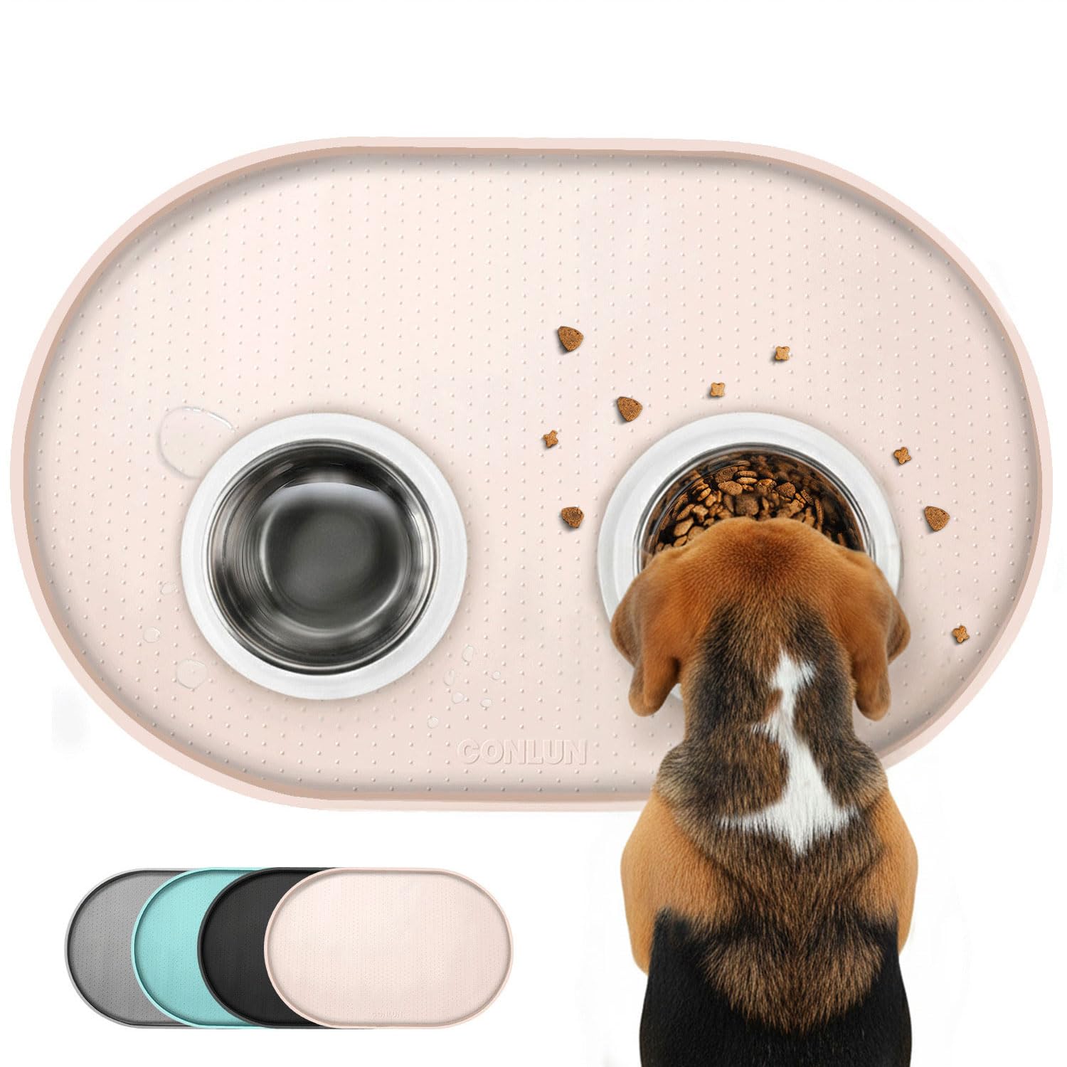 Conlun tapis nourriture chat bordures elevées demi-pouce