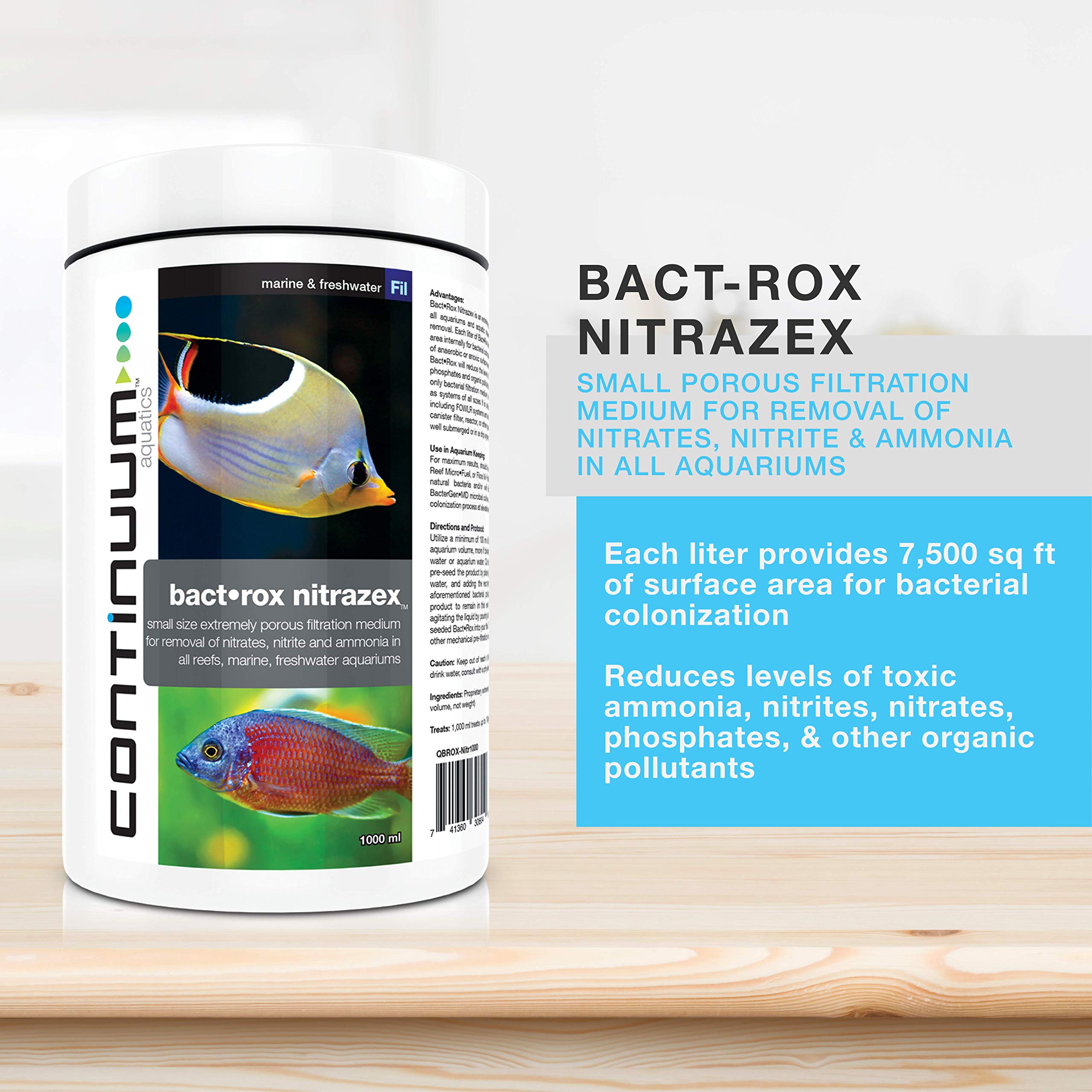 Continuum Aquatics Bact Rox Nitrazex, surface de biofiltration favorisant la colonisation microbienne.