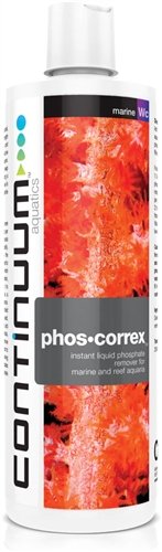 Phos Correx de Continuum Aquatics, bouteille, contribue à réduire les phosphates et améliorer la clarté.