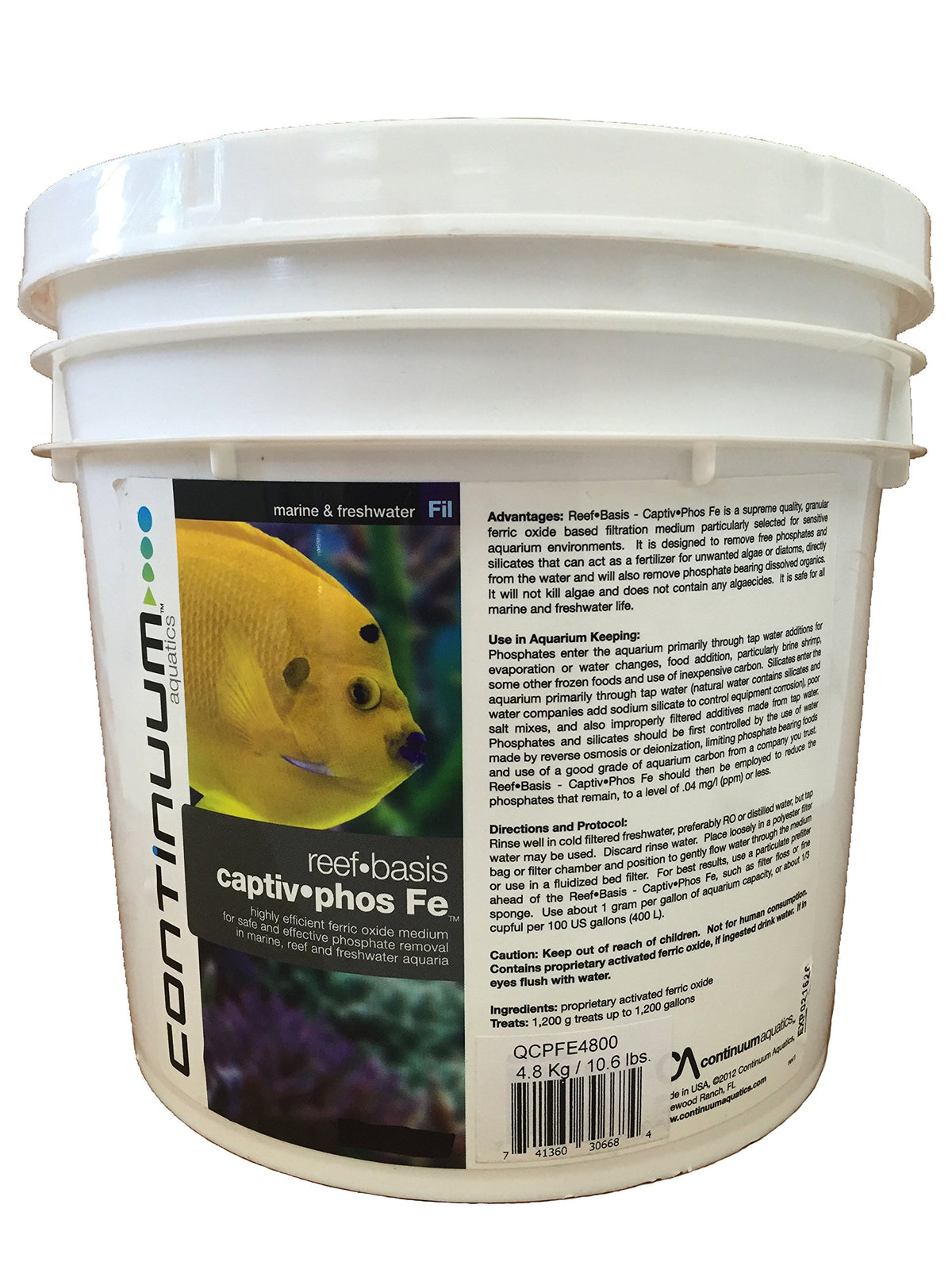 Continuum Aquatics Reef-Basis Captiv Phos Fe, média filtration, réduction des phosphates dans l'aquarium