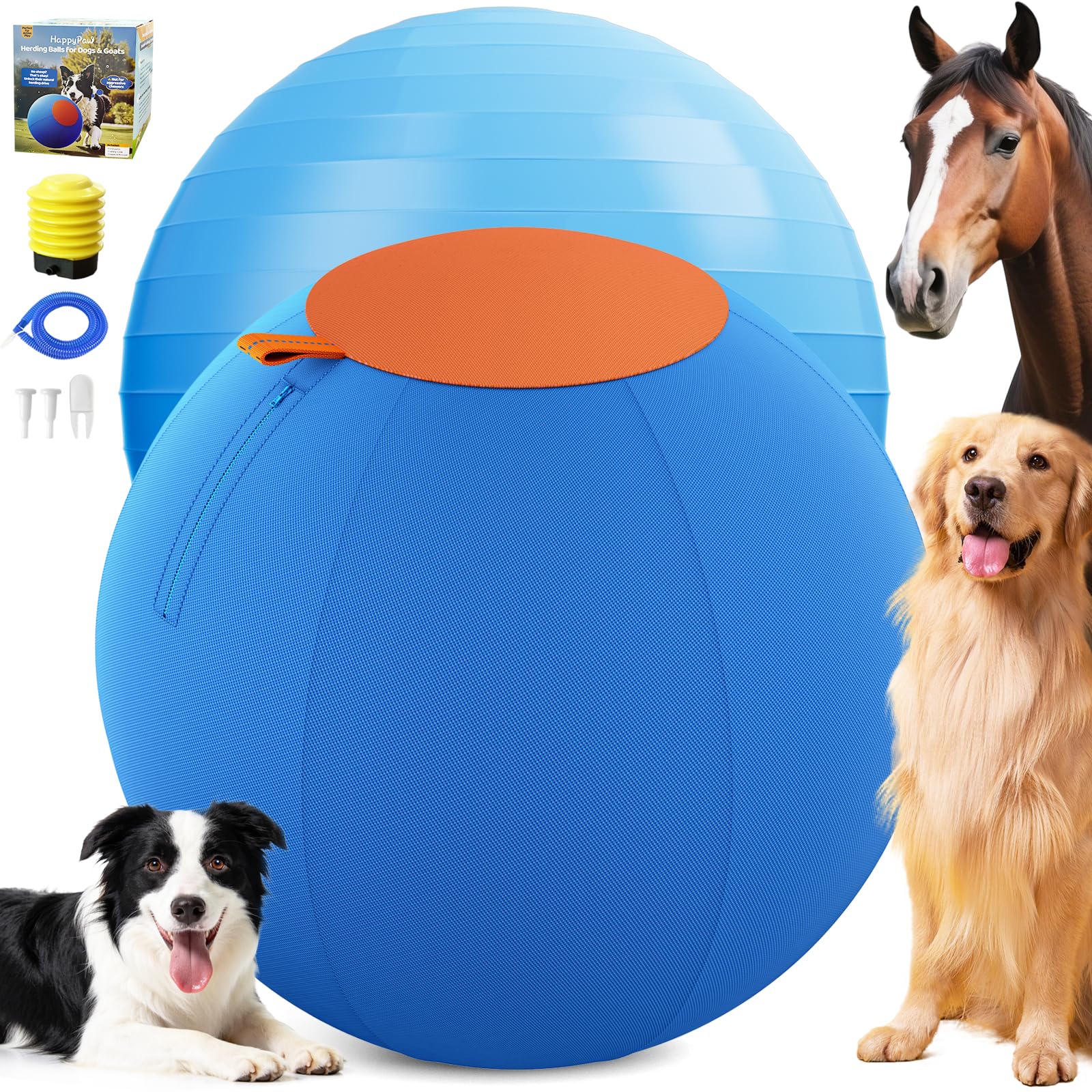 Cooary Happypaw ballon herding 18 pouces avec contraste jaune et bleu pour une meilleure visibilité