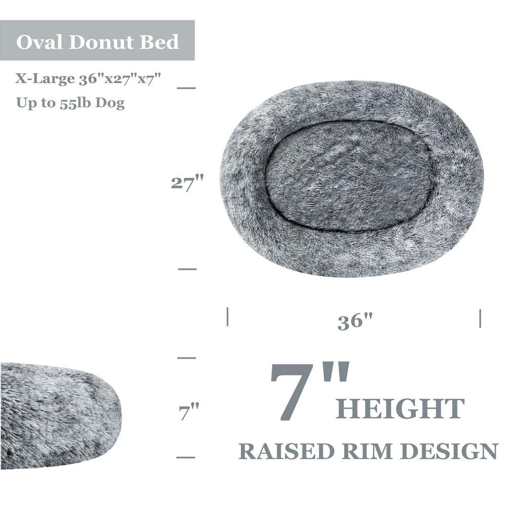 Lit donut Coohom apaisant ovale gris, fond anti-glissant pour stabilité.