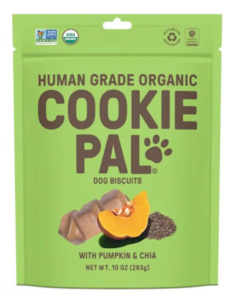Friandise CookiePal BIO Citrouille et Chia pour chien, parfaite comme récompense lors des promenades.