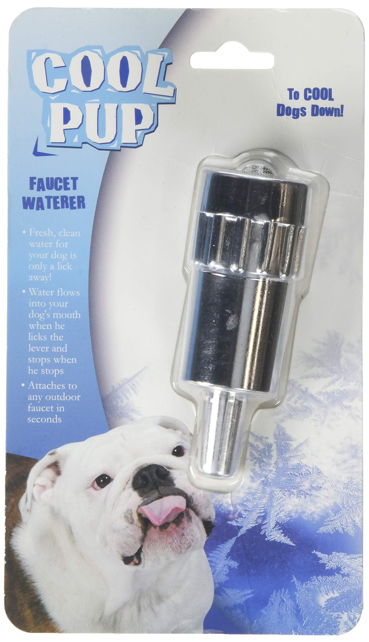 Cool Pup attache-robinet extérieure offrant eau fraîche rapidement pour chien lors des activités.