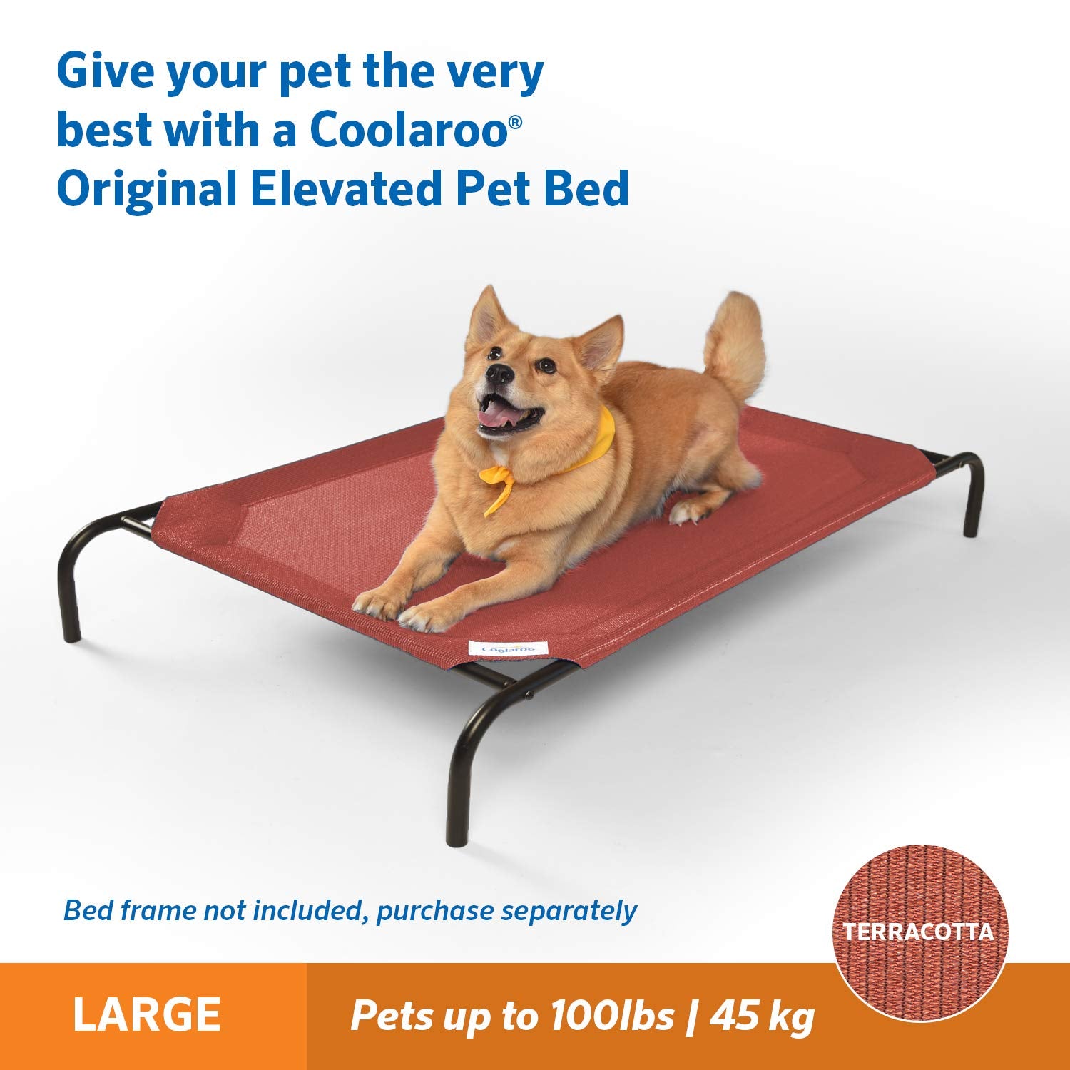 Housse Coolaroo originale pour lit animal, terracotta grand, entretien pratique.