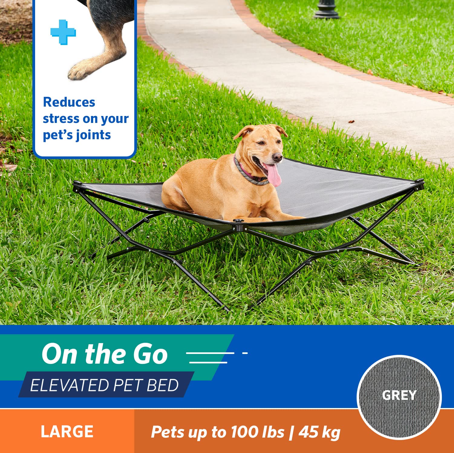 Coolaroo On-The-Go lit pour chien bed léger et portable avec sac, transport facile.