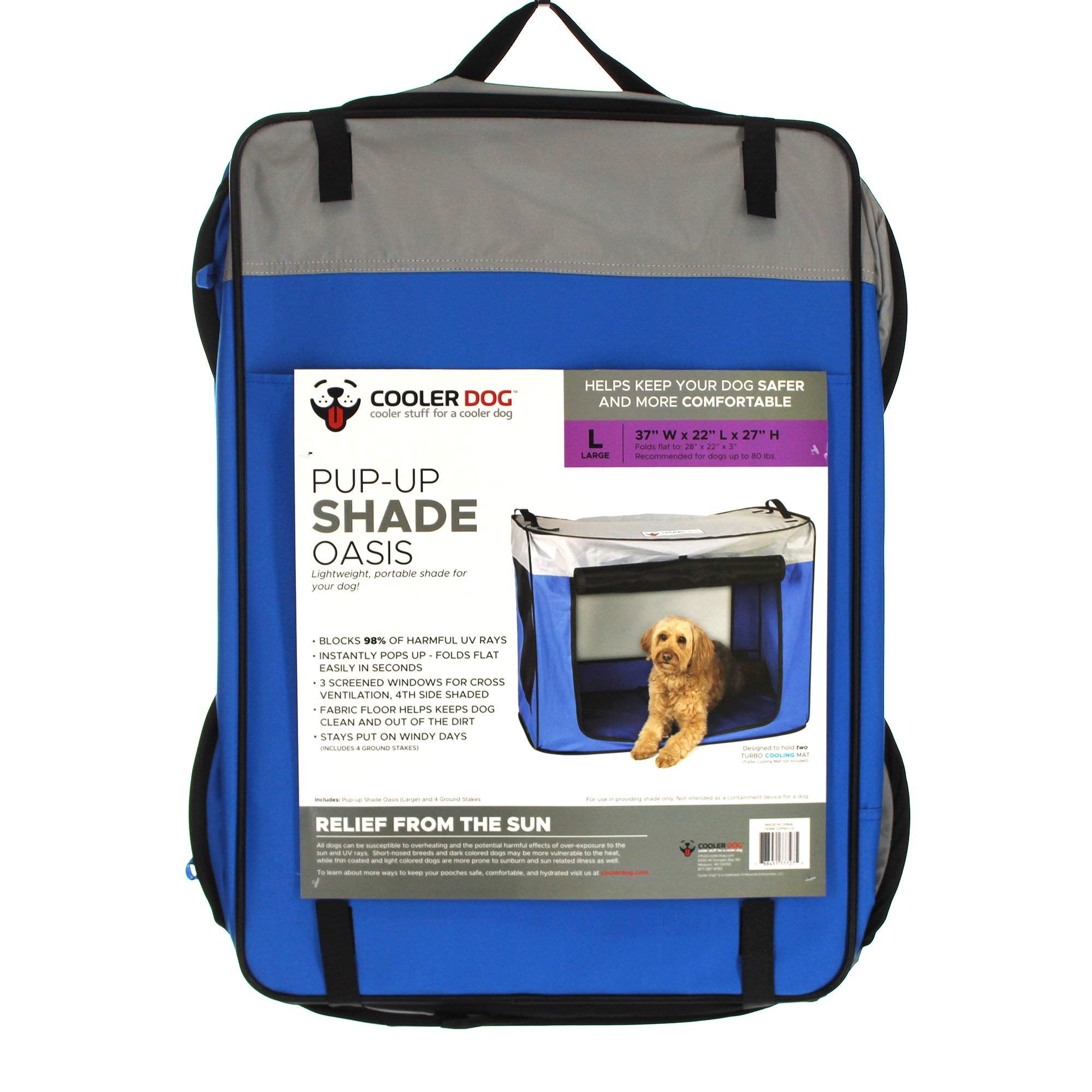CoolerDog : tente ombre pour chien avec ouverture rapide pour sorties pratiques.