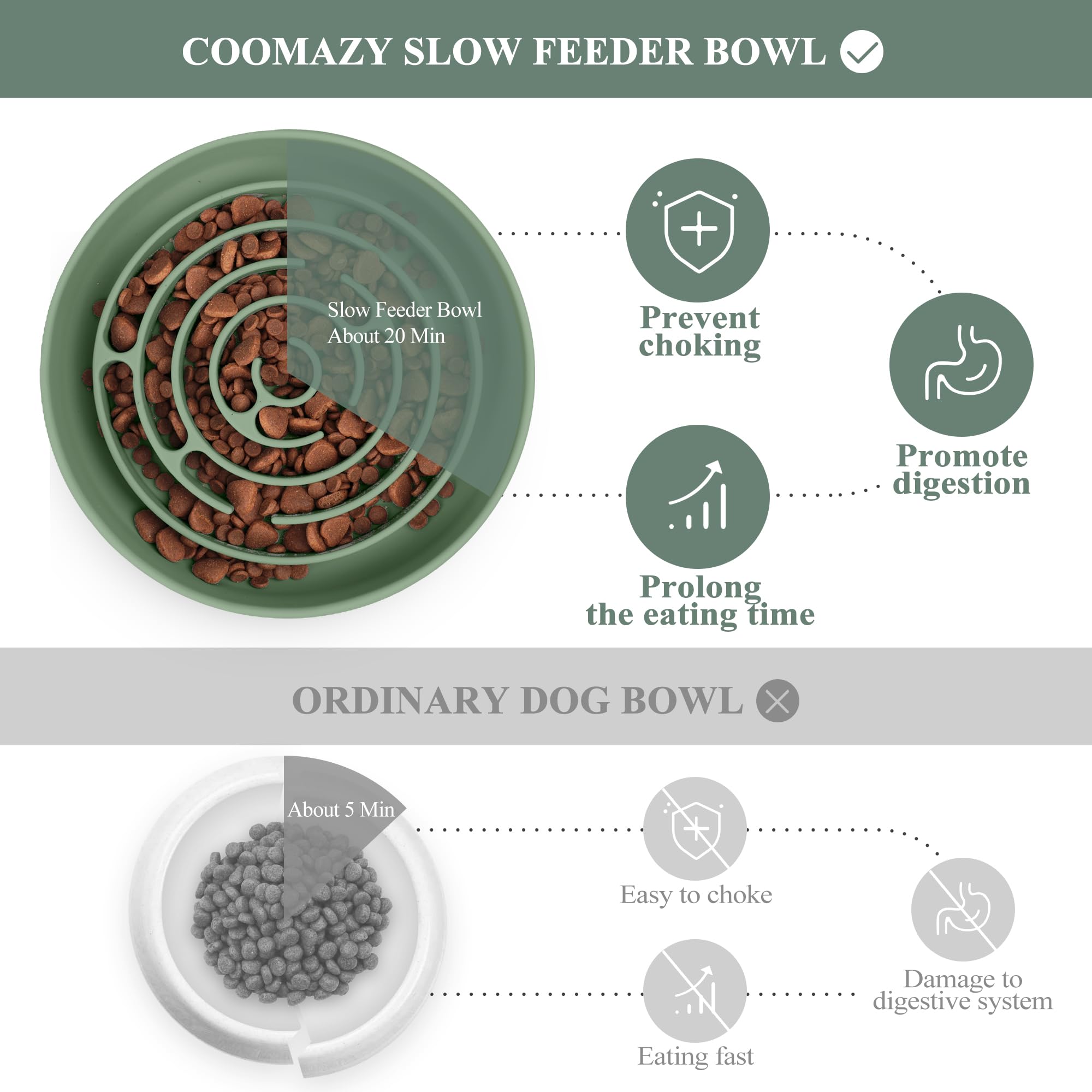 Coomazy bol antidérapant reste stable pendant le repas des grands chiens.