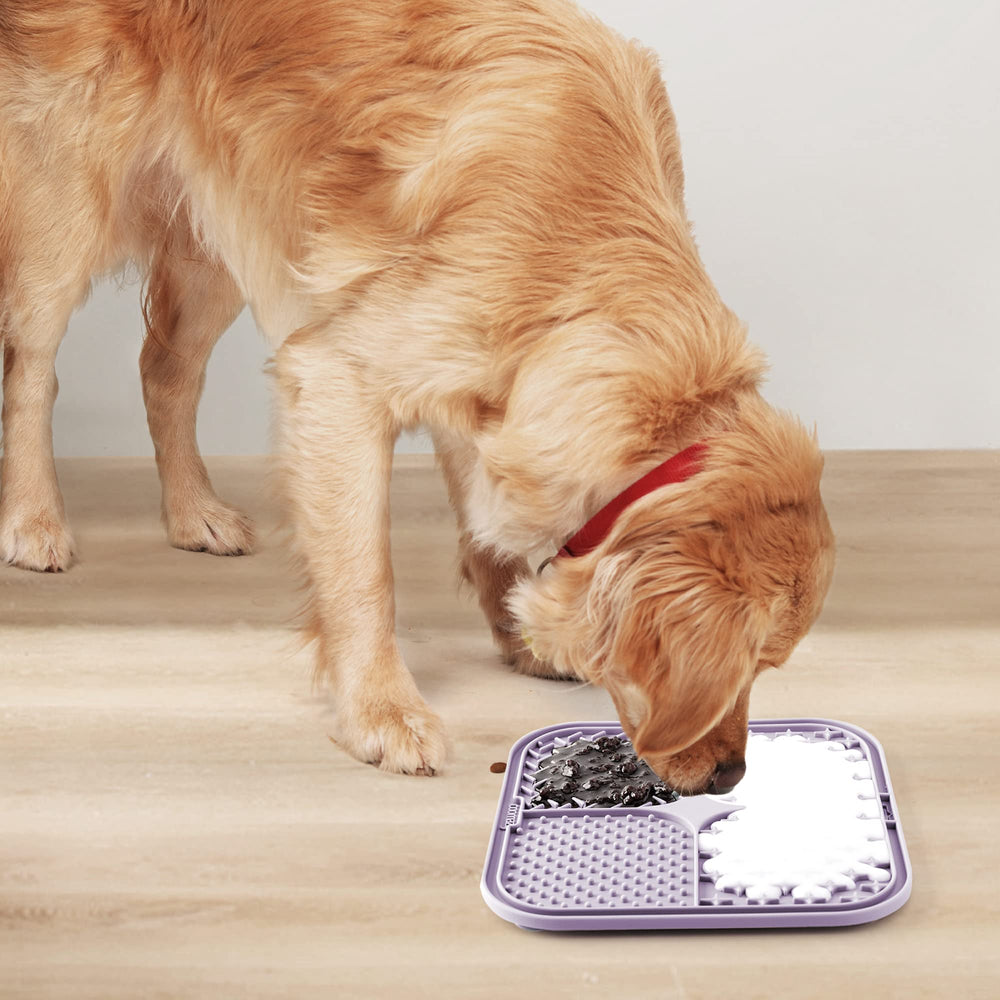 Coomazy tapis de léchage bleu et violet, design attractif pour chiens et chats