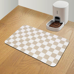 CooRug Tapis nourriture chien à carreaux, vue face, contenu pour éviter les déversements